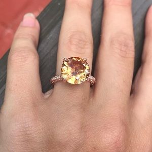 Rose Gold Morganite Diamond Engagement Bridal Ring